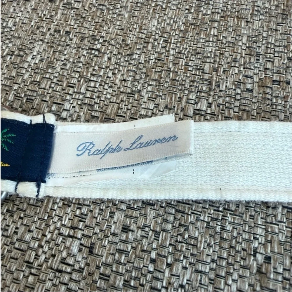 Polo Ralph Lauren nautical-themed D-ring woven cotton belt van & palm tree motif